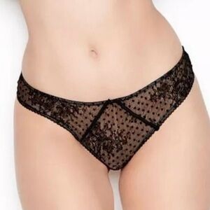 Victorias Secret New Dream Angels Flocked Dot Sexy Cut Out Tanga Cheeky Panty